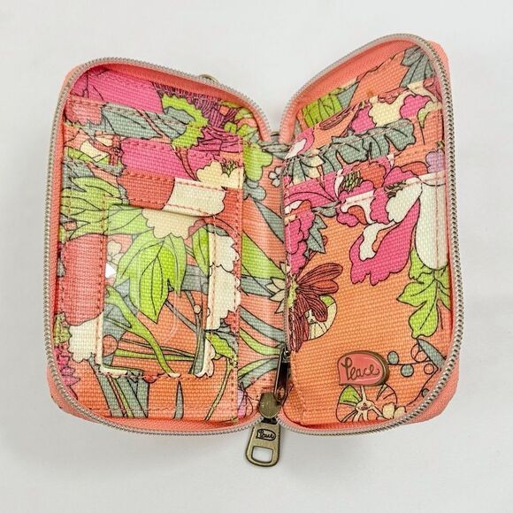 Sakroots Peach Pink Floral Print Mini Convertible Wristlet Crossbody Wallet - Picture 8 of 16